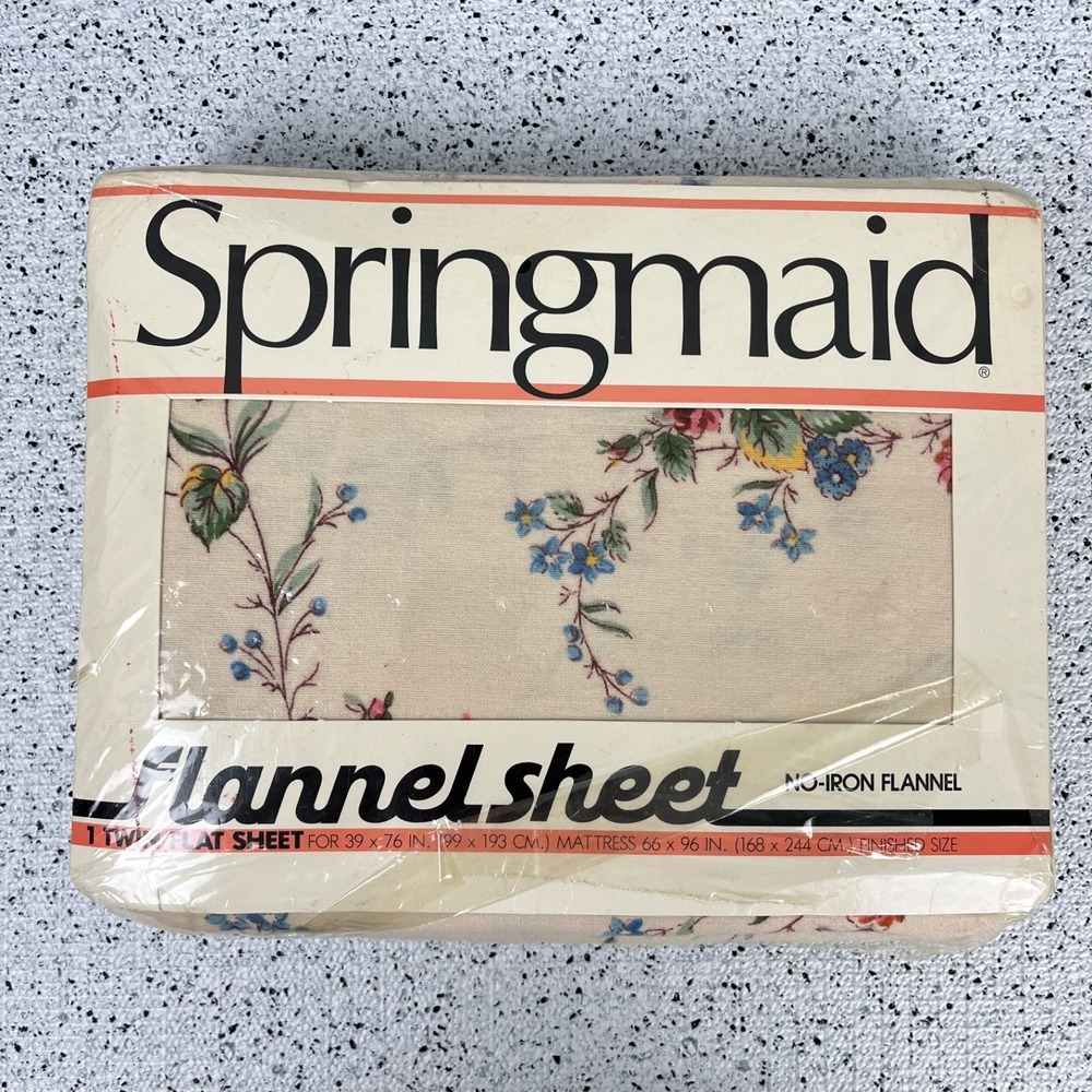 Vintage Springmaid Flannel Sheet 1‎ Twin Flat Sheet New NIP Fleurette Floral